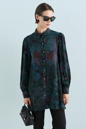 Patterned Cupra Tunic - Green