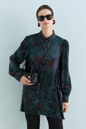 Patterned Cupra Tunic - Green