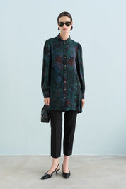 Patterned Cupra Tunic - Green
