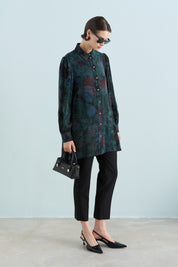 Patterned Cupra Tunic - Green