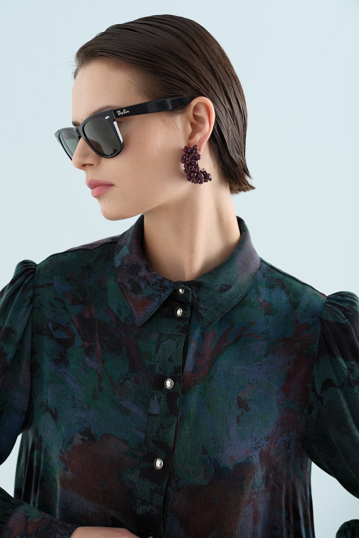 Patterned Cupra Tunic - Green