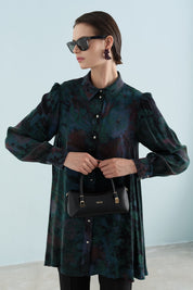 Patterned Cupra Tunic - Green