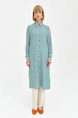 Patterned Fabric Straight Cut Tunic - Petrol