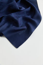 Patterned Lyocell Scarf - Navy Blue