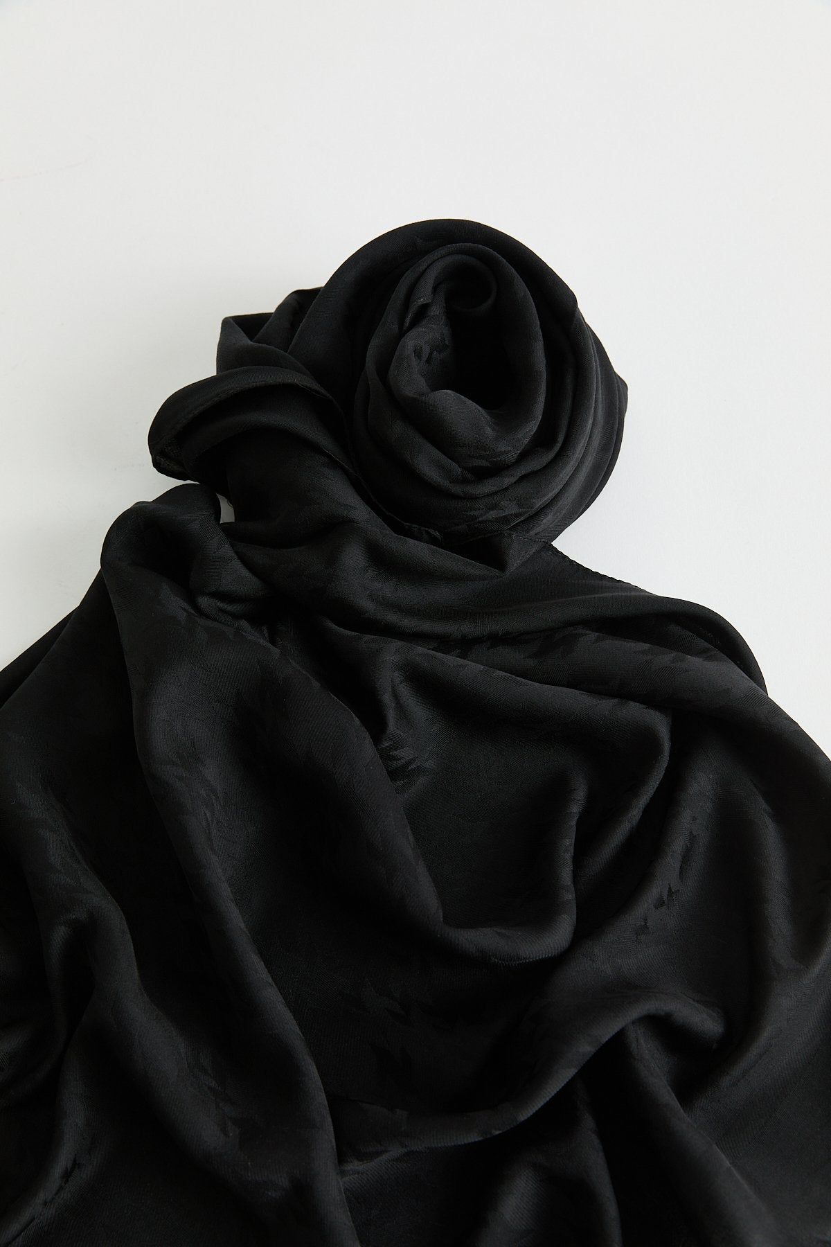 Patterned Lyocell Scarf - Black
