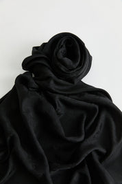 Patterned Lyocell Scarf - Black