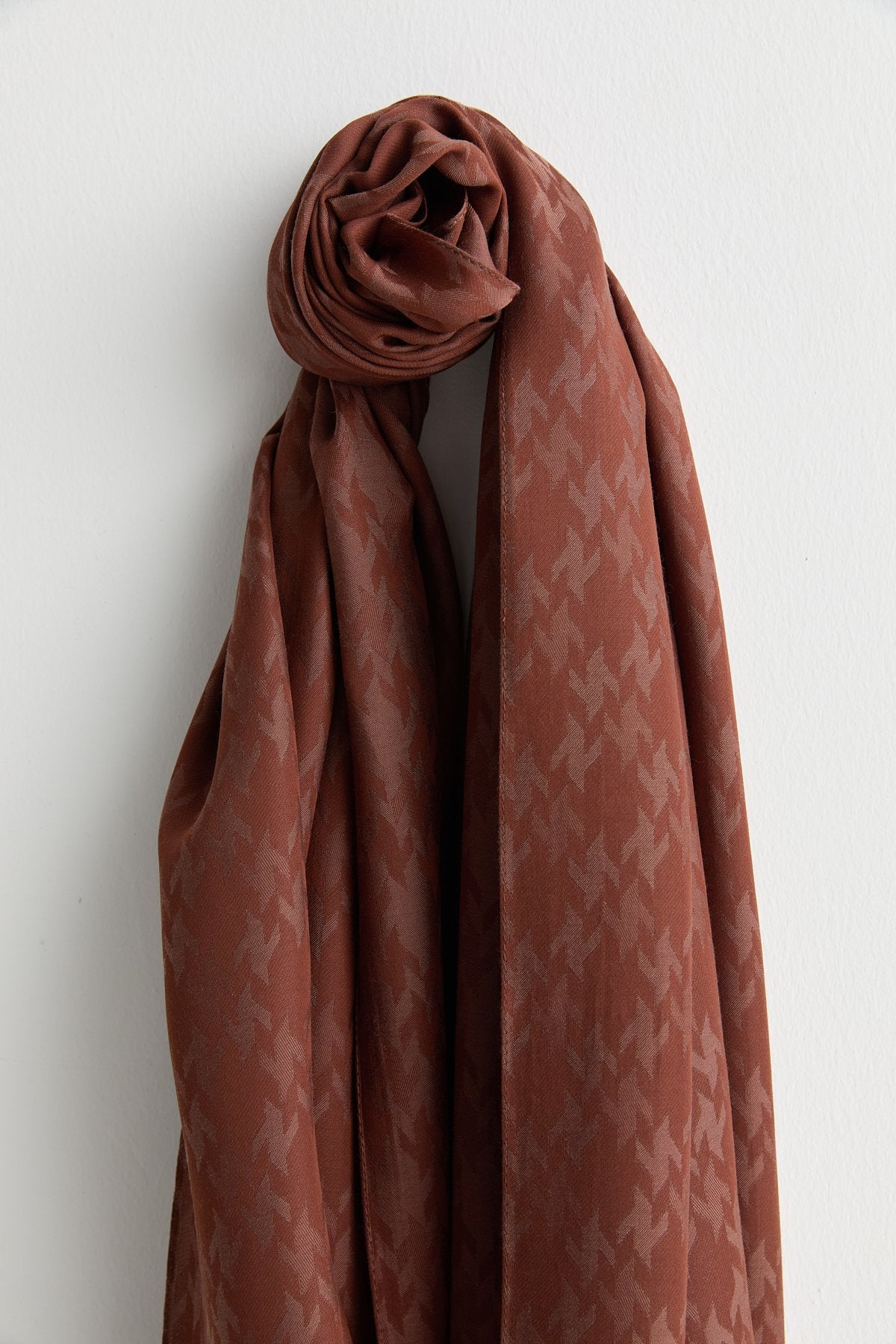 Patterned Lyocell Scarf - Coffee