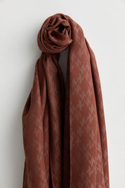 Patterned Lyocell Scarf - Coffee