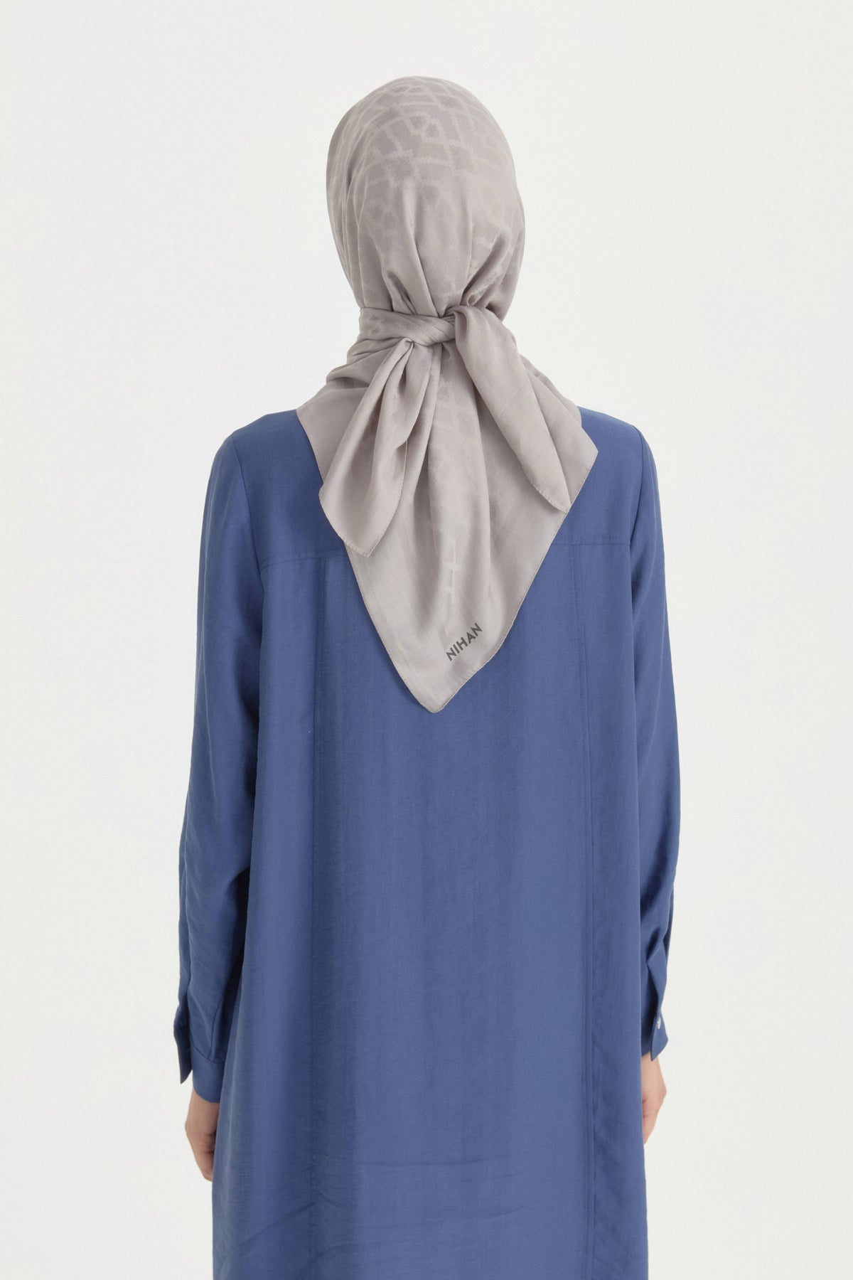 Patterned Cotton Scarf - Grey