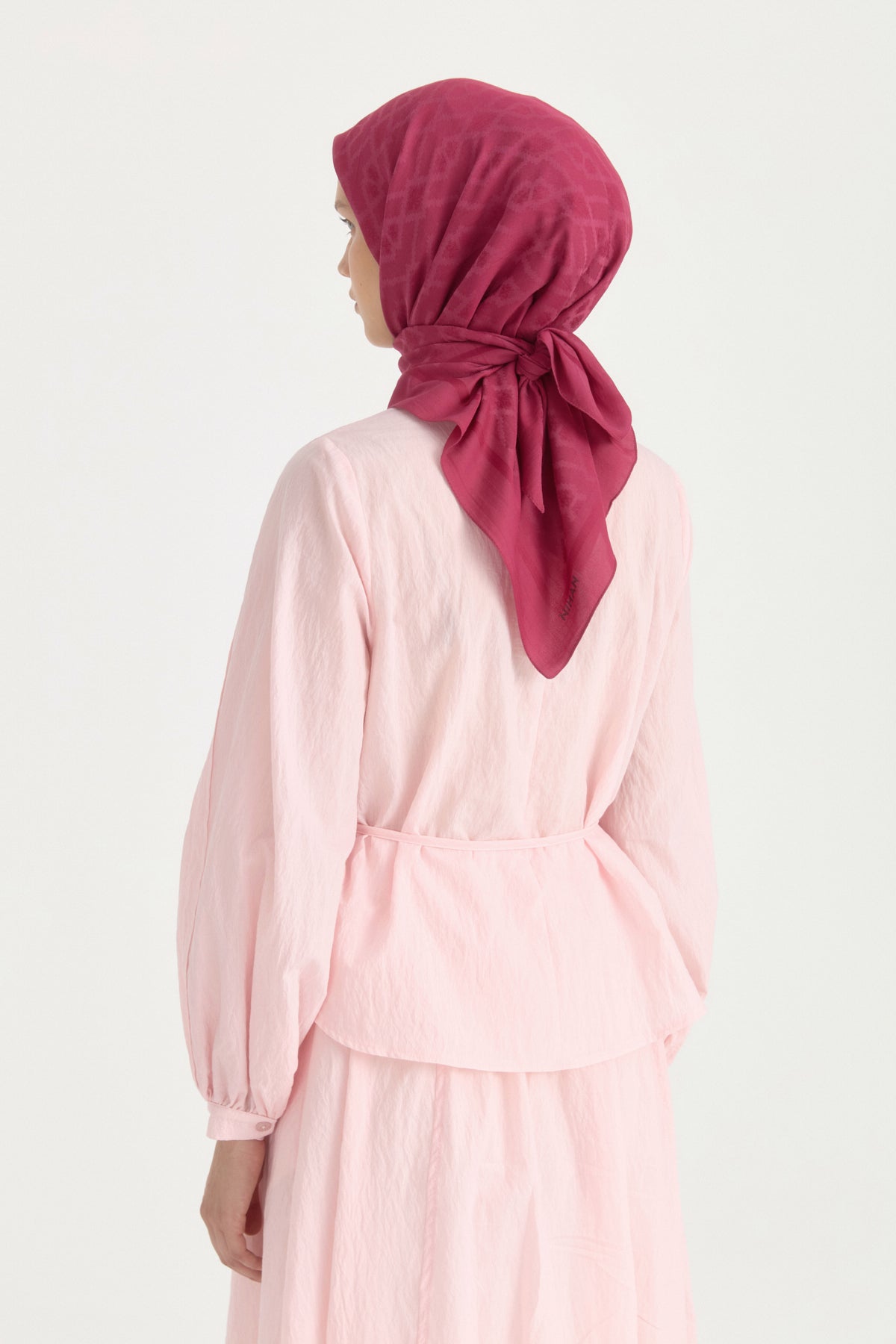 Patterned Cotton Scarf - Cherry