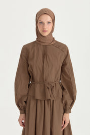 Patterned Cotton Scarf - Mink