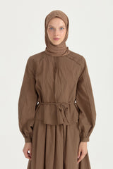 Patterned Cotton Scarf - Mink