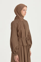 Patterned Cotton Scarf - Mink