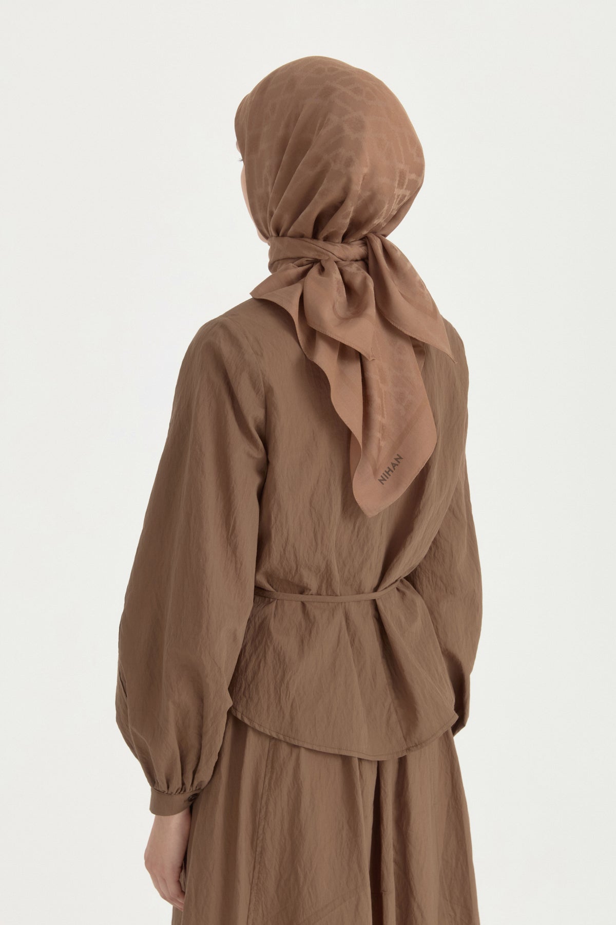 Patterned Cotton Scarf - Mink