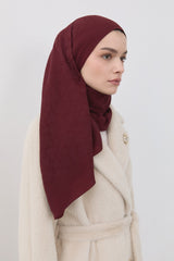 Patterned Cotton Naia Lyocell Scarf - Burgundy