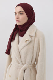 Patterned Cotton Naia Lyocell Scarf - Burgundy
