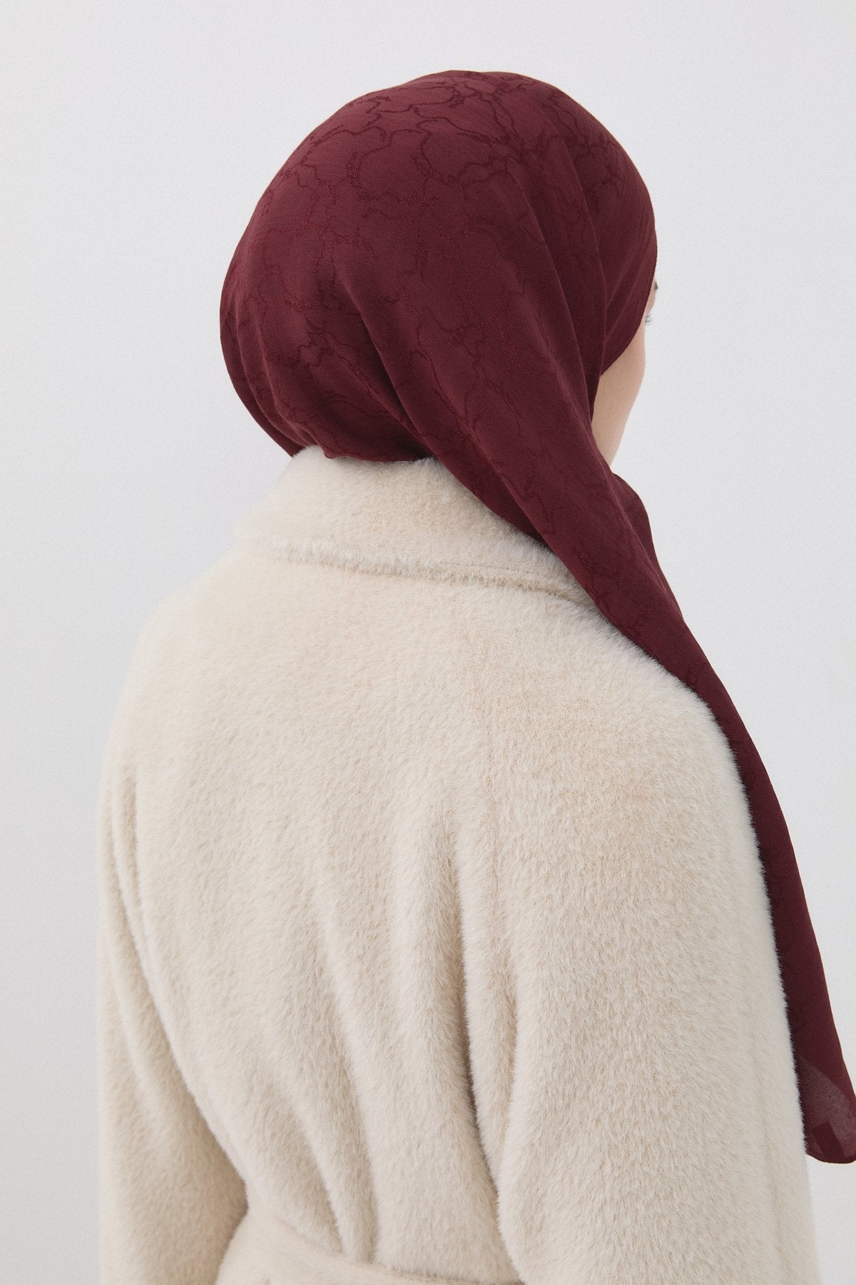 Patterned Cotton Naia Lyocell Scarf - Burgundy
