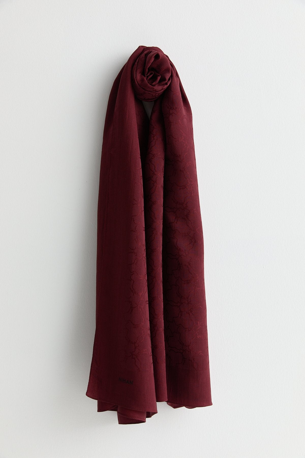 Patterned Cotton Naia Lyocell Scarf - Burgundy