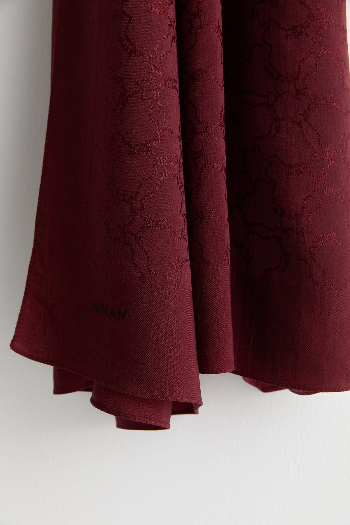 Patterned Cotton Naia Lyocell Scarf - Burgundy