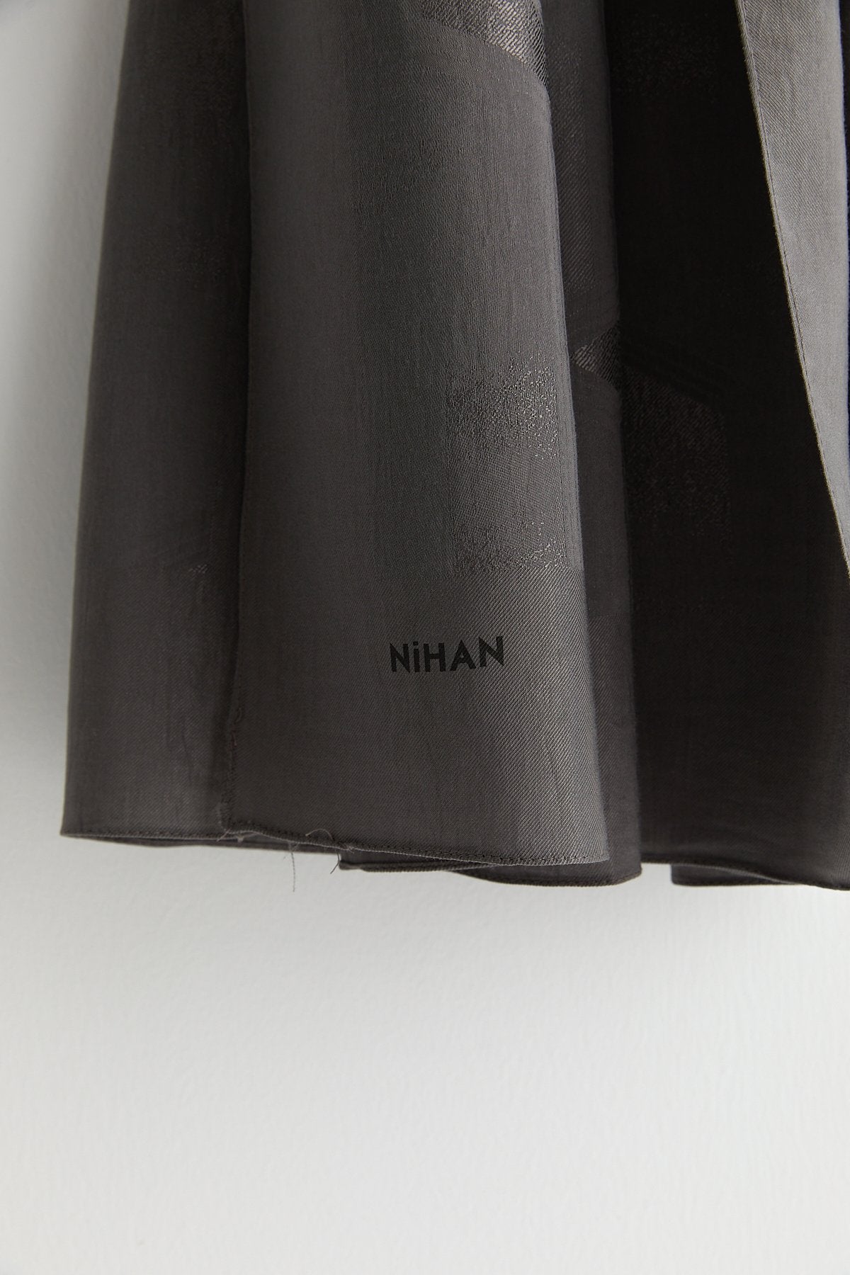 Patterned Cotton Naia Lyocell Scarf - Dark Grey