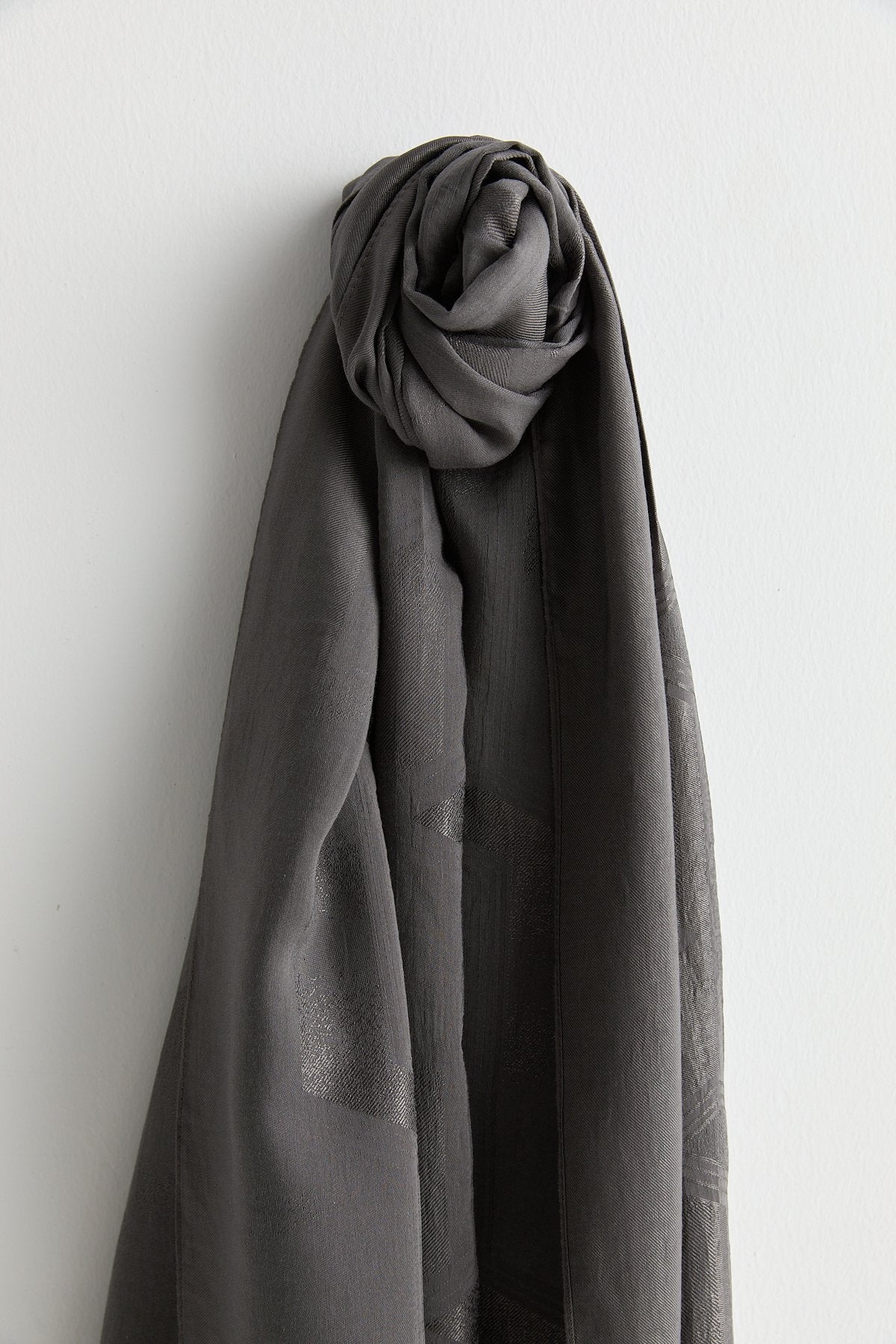 Patterned Cotton Naia Lyocell Scarf - Dark Grey
