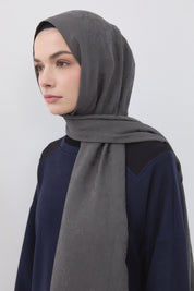 Patterned Cotton Naia Lyocell Scarf - Dark Grey