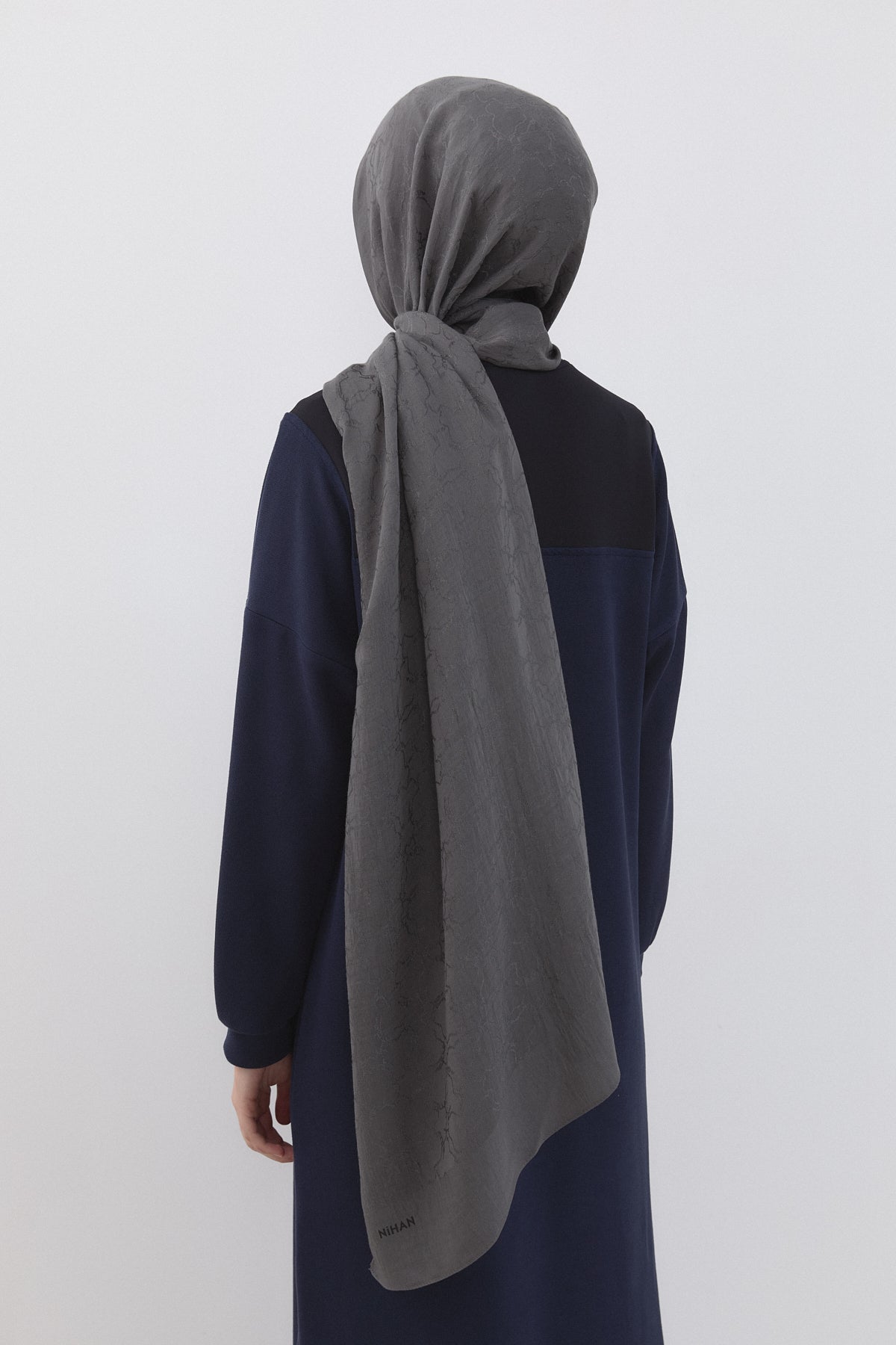 Patterned Cotton Naia Lyocell Scarf - Dark Grey