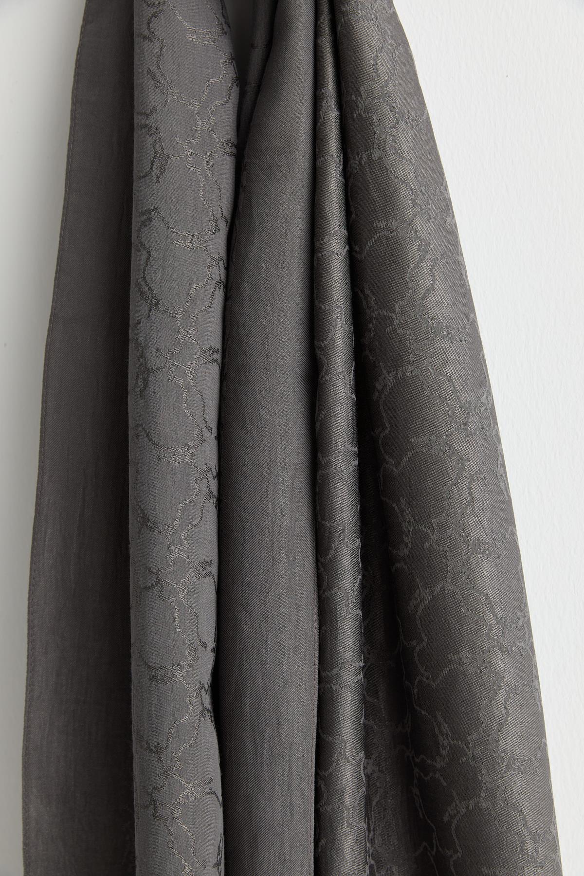 Patterned Cotton Naia Lyocell Scarf - Dark Grey