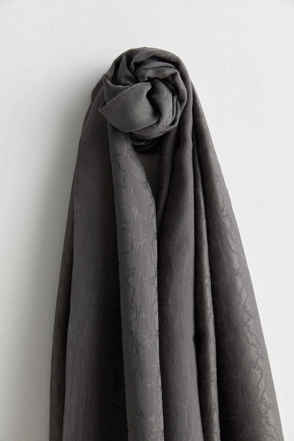 Patterned Cotton Naia Lyocell Scarf - Dark Grey