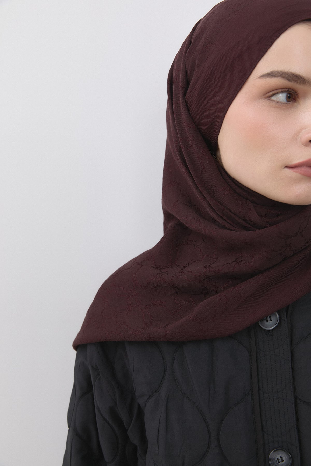 Patterned Cotton Naia Lyocell Scarf - Plum