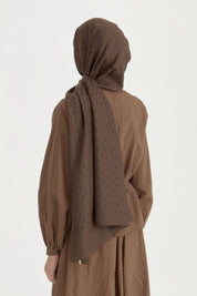 Patterned Cotton Shawl - Dark Brown