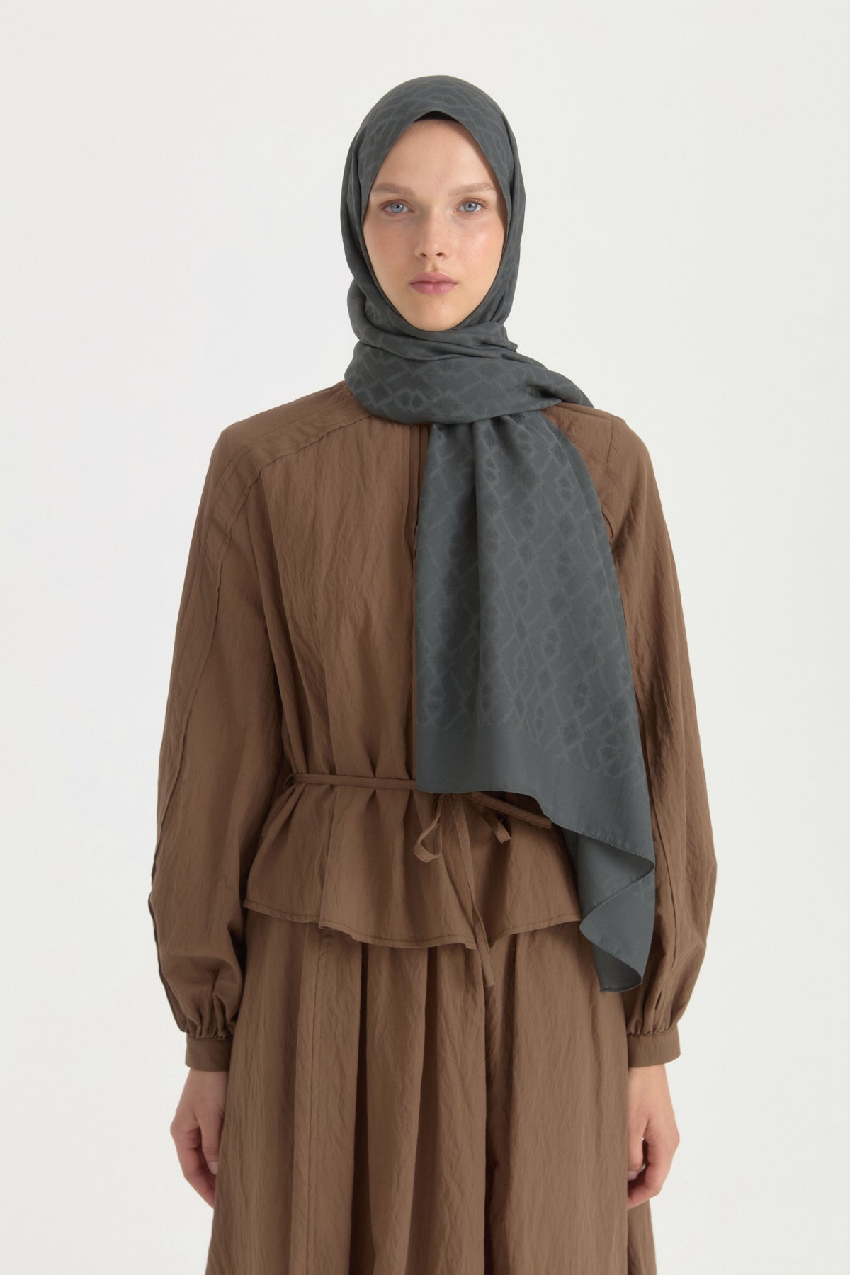 Patterned Cotton Shawl - Anthracite