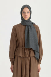 Patterned Cotton Shawl - Anthracite