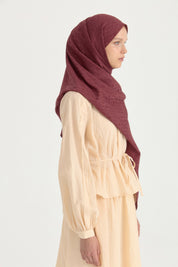 Patterned Cotton Scarf - Burgundy