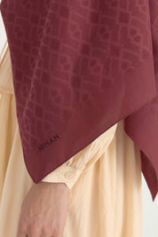 Patterned Cotton Scarf - Burgundy