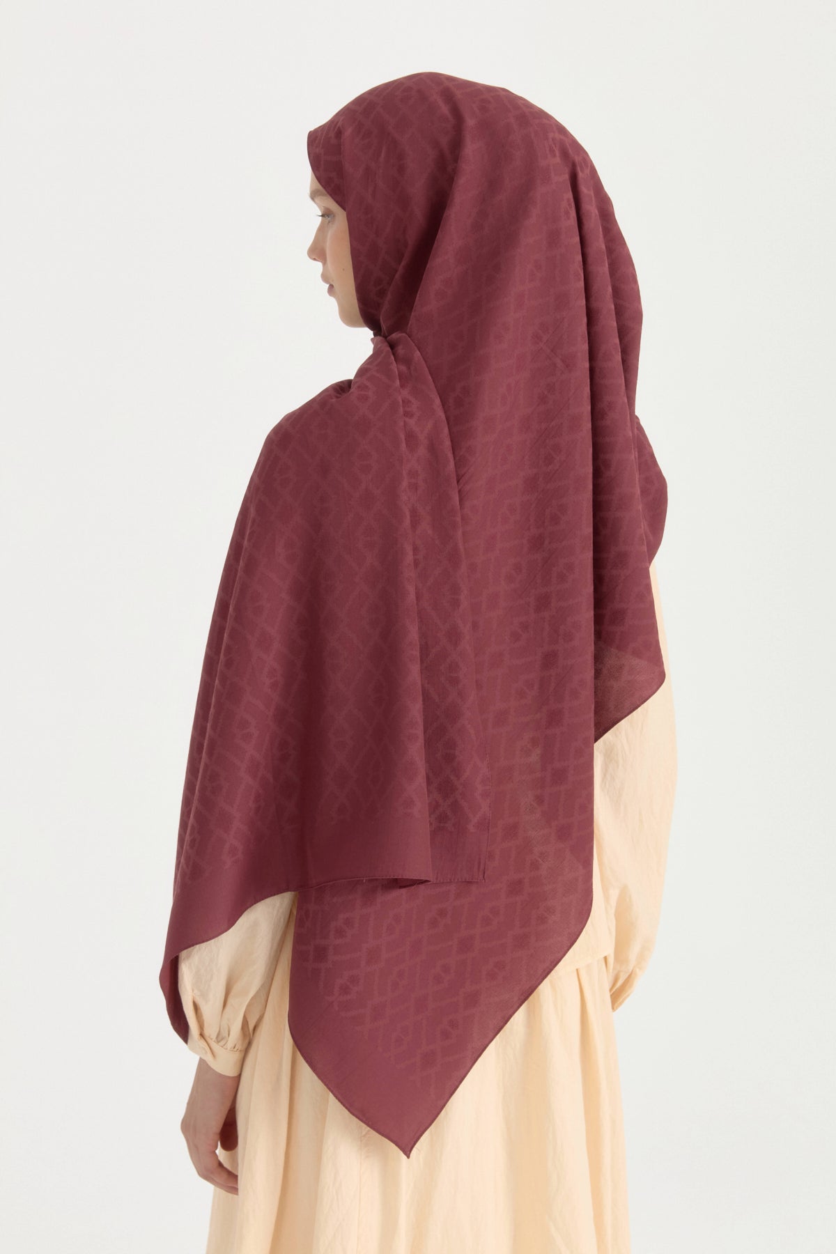 Patterned Cotton Scarf - Burgundy