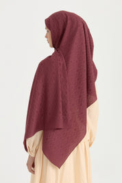 Patterned Cotton Scarf - Burgundy
