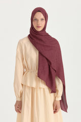 Patterned Cotton Scarf - Burgundy