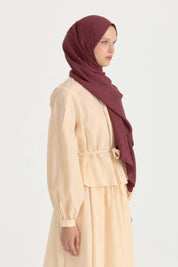 Patterned Cotton Scarf - Burgundy