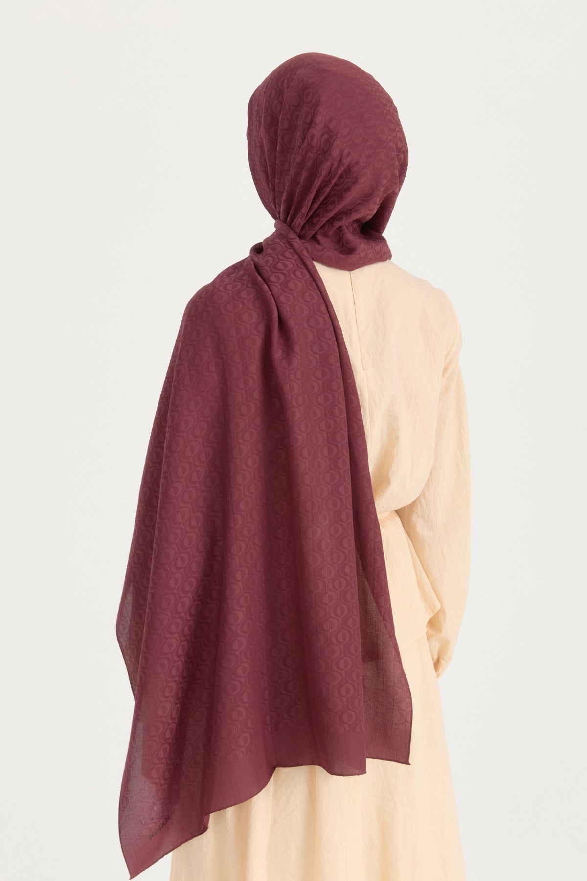 Patterned Cotton Scarf - Burgundy