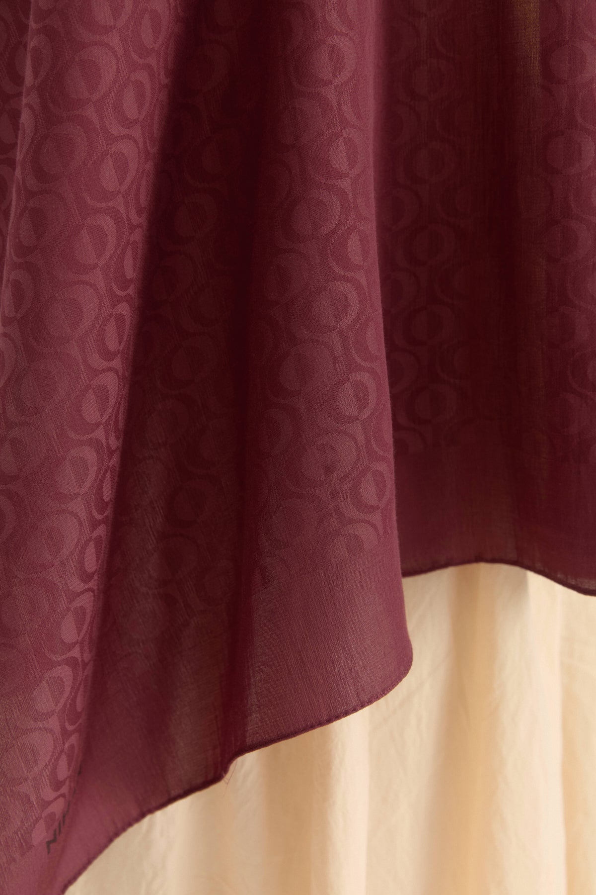 Patterned Cotton Scarf - Burgundy
