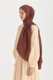 Patterned Cotton Shawl - Chocolate