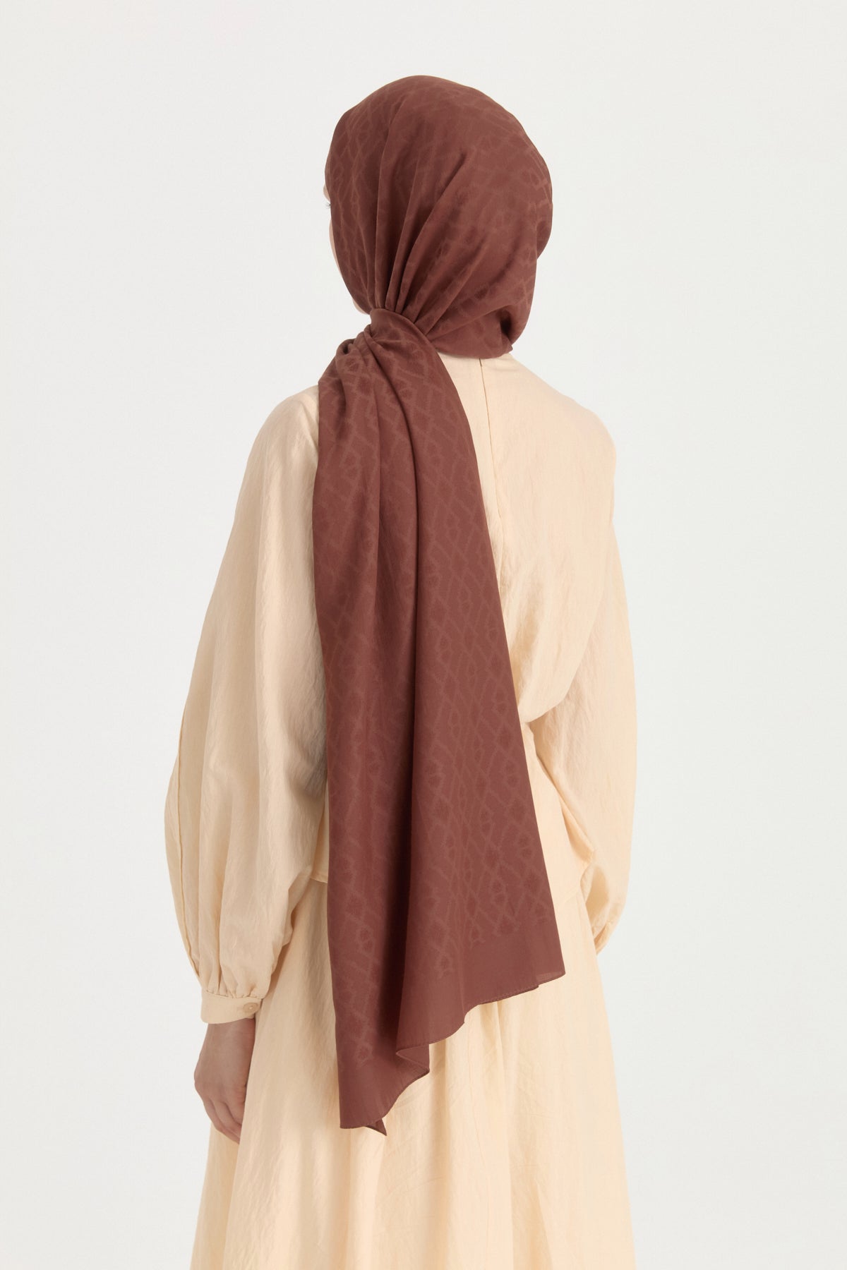 Patterned Cotton Shawl - Chocolate