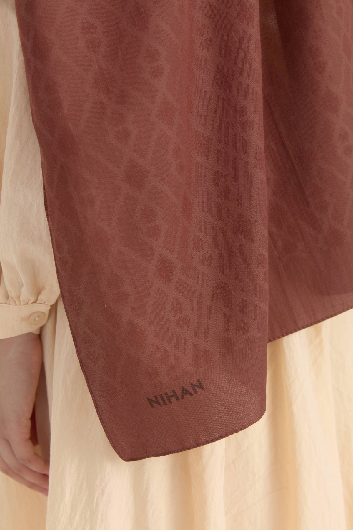 Patterned Cotton Shawl - Chocolate