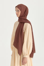 Patterned Cotton Shawl - Chocolate