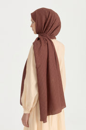 Patterned Cotton Shawl - Chocolate