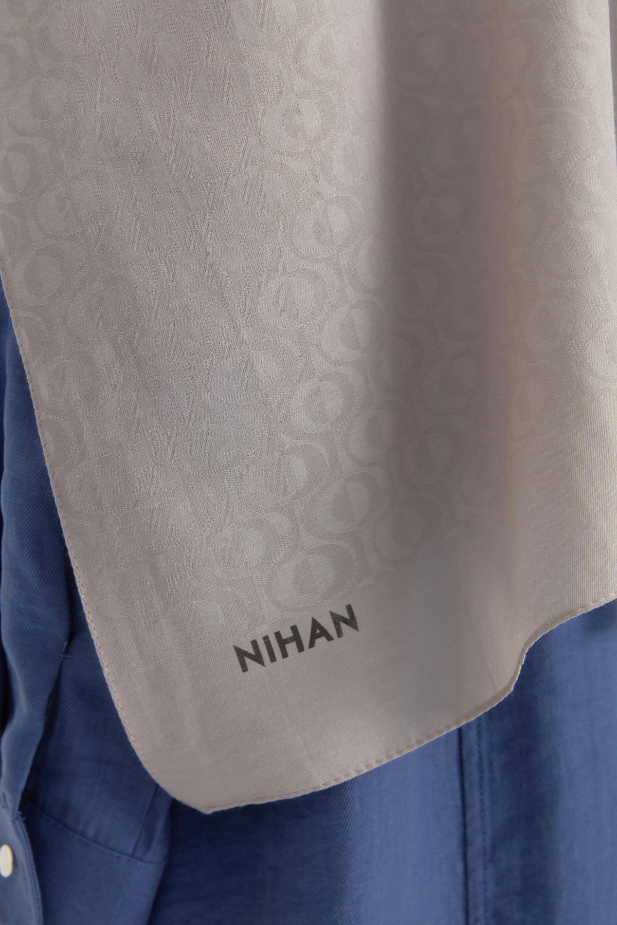Patterned Cotton Shawl - Grey