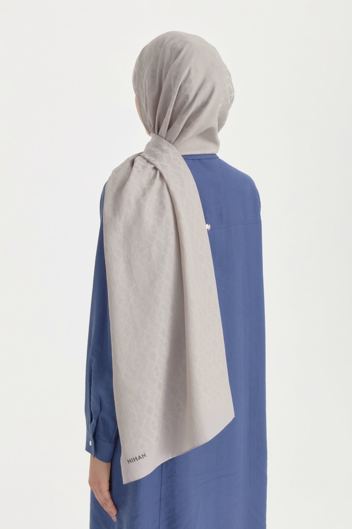 Patterned Cotton Shawl - Grey