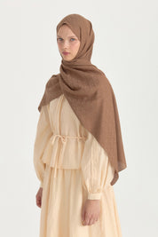 Patterned Cotton Shawl - Coffee