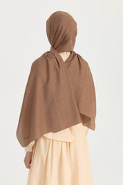 Patterned Cotton Shawl - Coffee